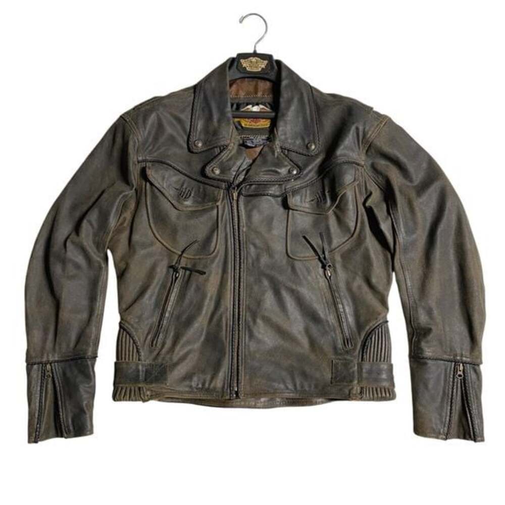 Vintage Men’s Harley-Davidson Billings Distressed Brown Leather Jacket